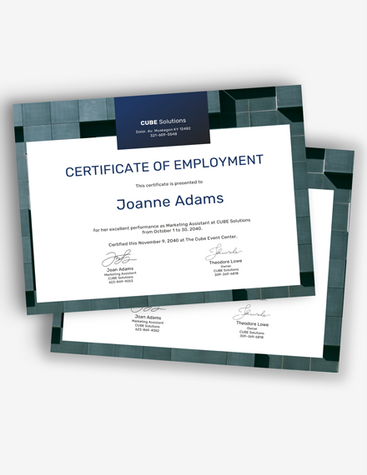 Sleek Employment Certificate