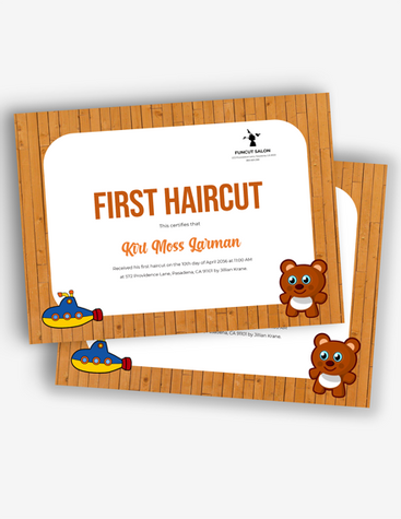 Cute First Haircut Certificate