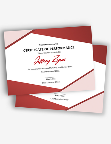 Creative Certificate of Performance