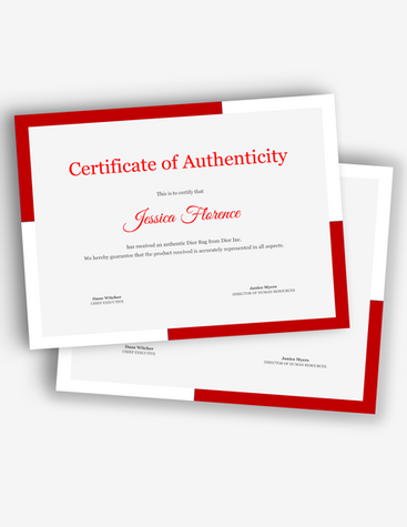 Red Certificate of Authenticity