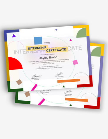 Colorful Internship Certificate