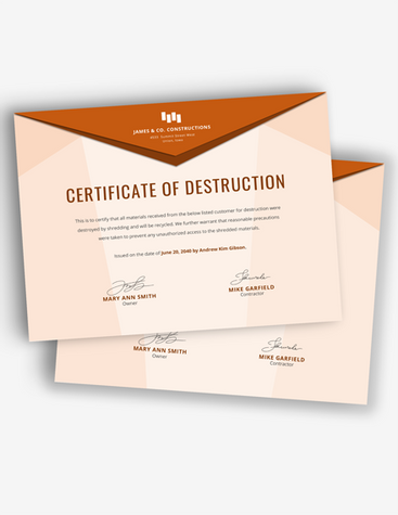 Orange Certificate of Destruction