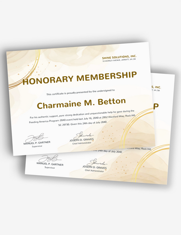 Honorary Award Certificate