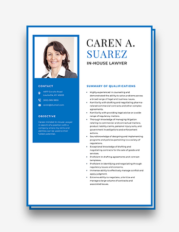 Blue In-House Lawyer Resume