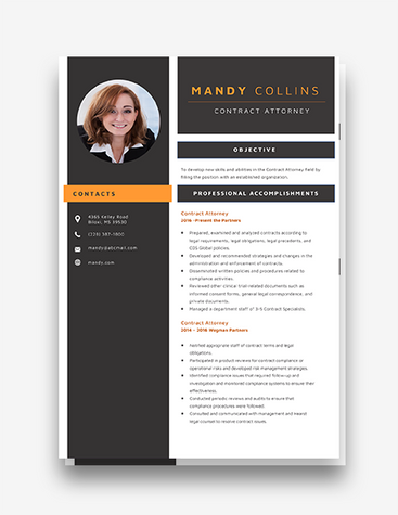 Bold Contact Attorney Resume