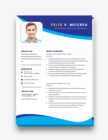 Blue Customer Service Manager CV