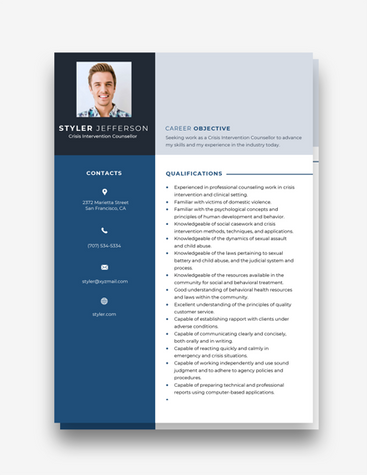 Intervention Counselor Resume