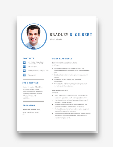 Neat Boat Driver Resume