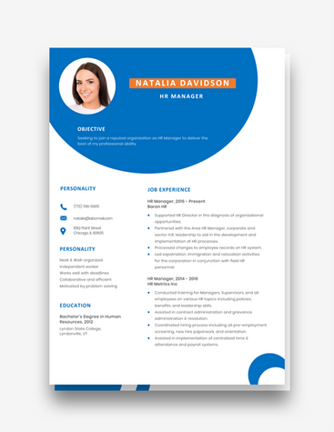 Creative HR Manager Resume