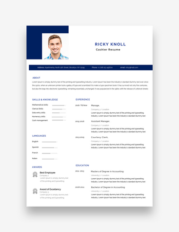 One-Page Cashier Resume