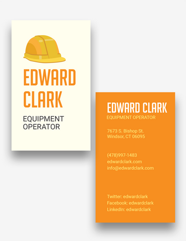 Equipment Worker Business Card