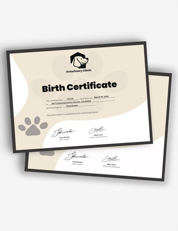 Cute Pet Birth Certificate