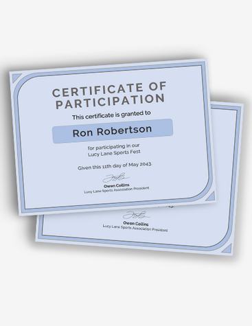 Sports Participation Certificate