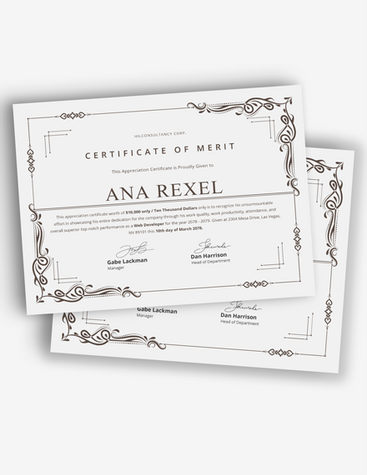 Elegant Certificate of Merit