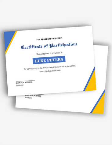 TV Participation Certificate
