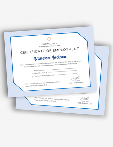 Classy Employment Certificate