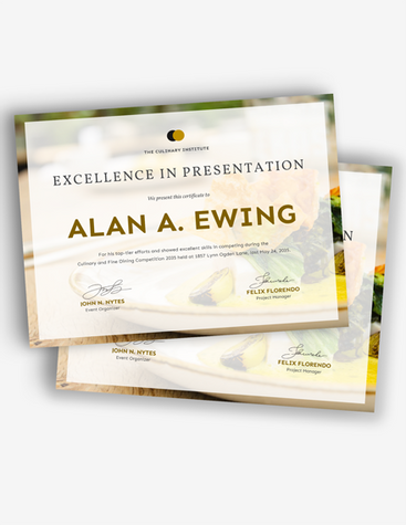 Culinary Contest Certificate