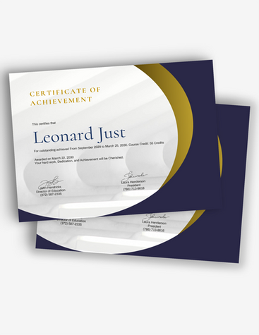 Gold Certificate of Achievement