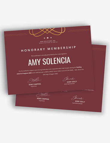 Honorary Membership Certificate