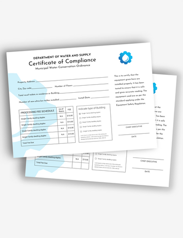 Water Compliance Certificate