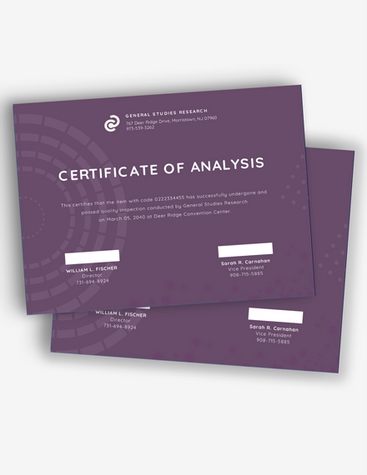 Purple Certificate of Analysis