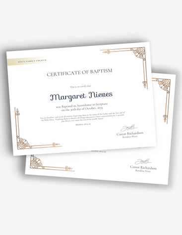 Elegant Baptismal Certificates