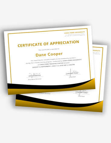Golden Certificate of Appreciation