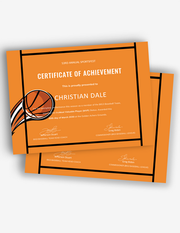 Basketball Achievement Certificate