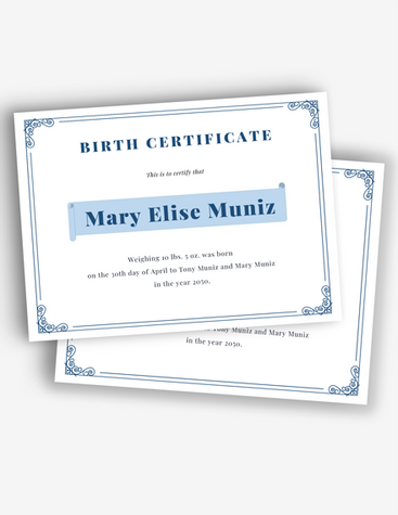 Classy Live Birth Certificate