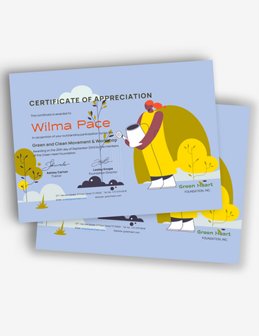 Clean & Green Appreciation Certificate