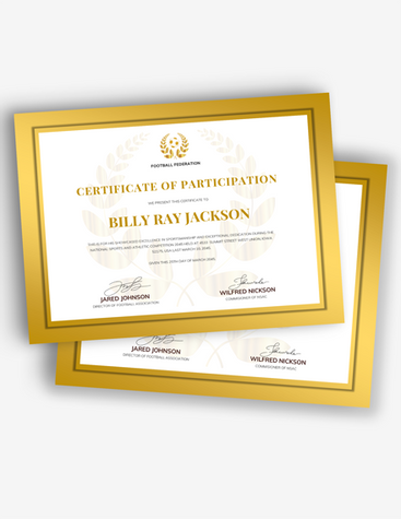 Gold Certificate of Participation