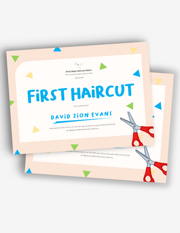 Fun First Haircut Certificate
