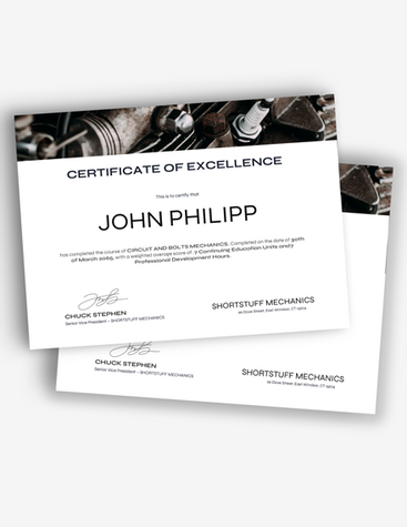 Mechanical Excellence Certificate