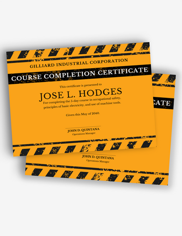 Yellow Course Completion Certificate