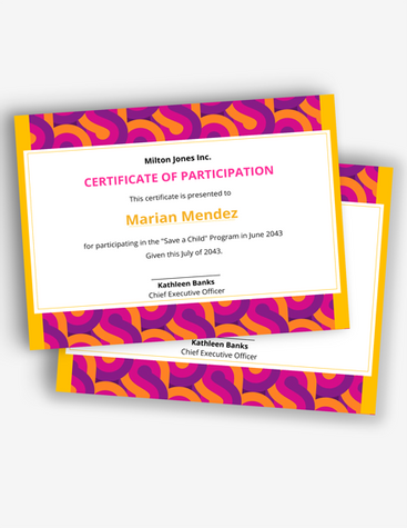 Vibrant Certificate of Participation