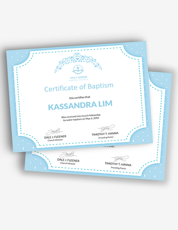 Delicate Certificate of Baptism