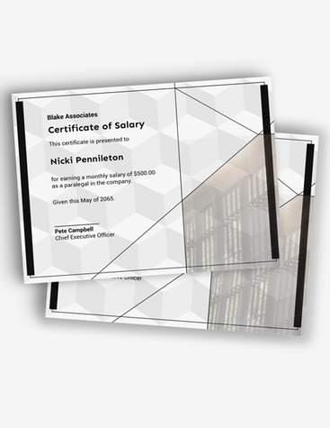 Paralegal Salary Certificate