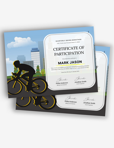 Biking Participation Certificate