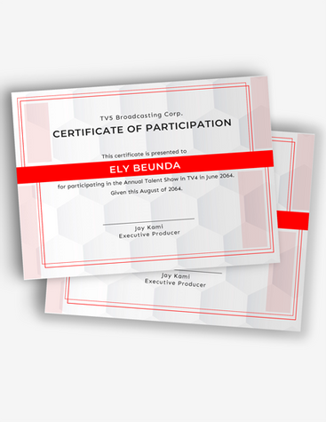 Red Certificate of Participation