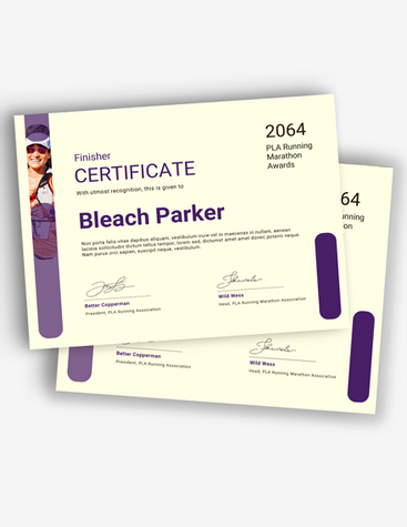 Purple Finisher Certificate