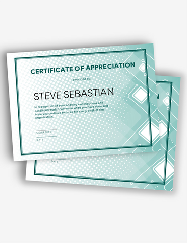 Turquoise Certificate of Appreciation