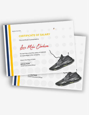 Unique Certificate of Salary