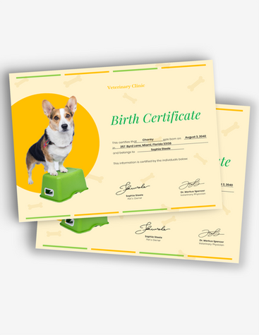 Creative Dog Birth Certificate