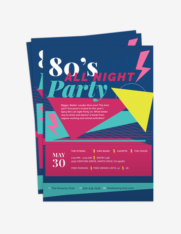 80’s Theme Club Party Flyer