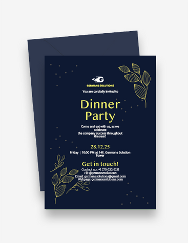 Classic Blue Dinner Party Invitation Card