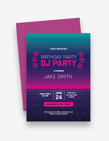 DJ Birthday Party Invitation