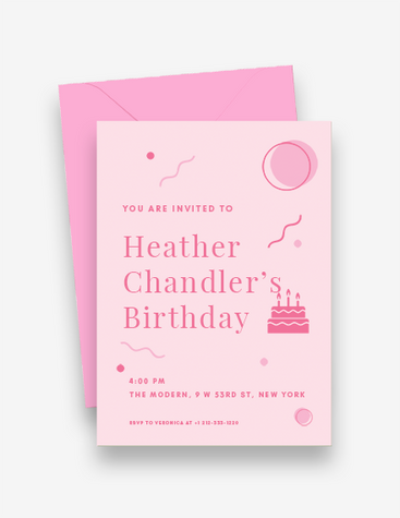 Pink Theme Birthday Party Invitation