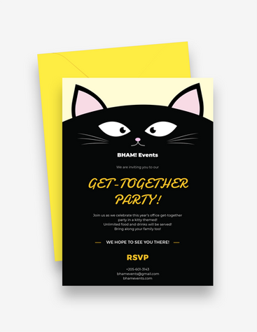 Cute Cat Theme Party Invite