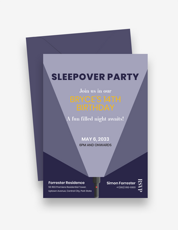 Blue Sleepover Invitation