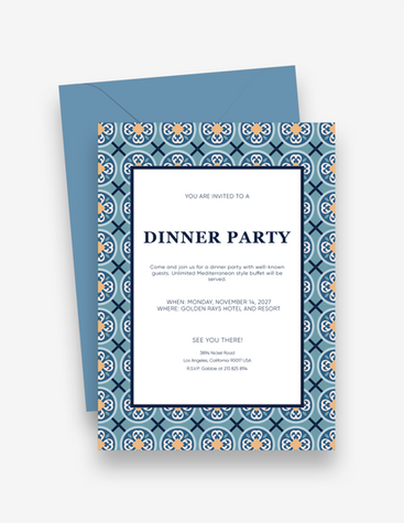 Blue Festive Dinner Party Invitation